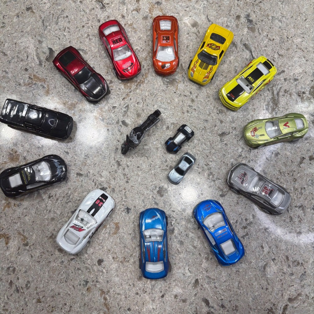 Diecast Model Cars and Motorcycle, White Jeep Wrangler, Plane, Lot of 17